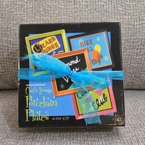 2004 Chez's Lounge Chef Porcelain Plates 6.5"  Set of 4 Boston Warehouse Box